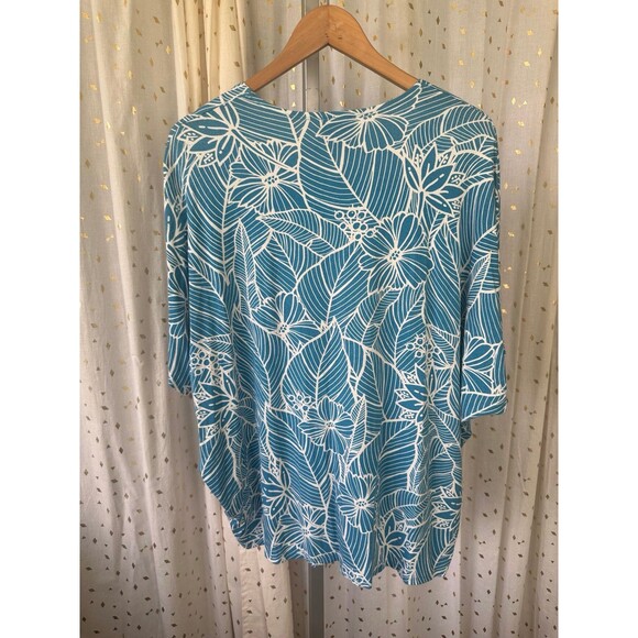 A-Line Hawaiian Aloha Tropical Leaves Floral Dolman Sleeve Open Cardigan XL - Picture 4 of 6